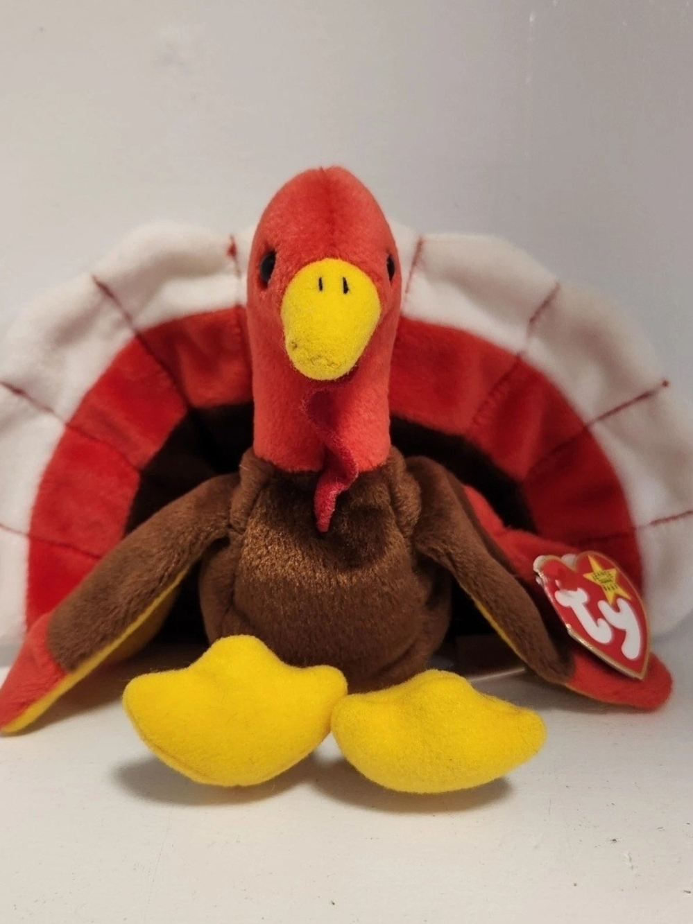 Ty Gobbles Brown and Orange Beanie Baby Plush Turkey 5.5"